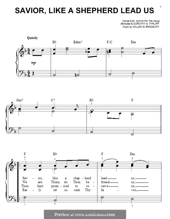 Savior, Like a Shepherd Lead Us: For piano by William Batchelder Bradbury