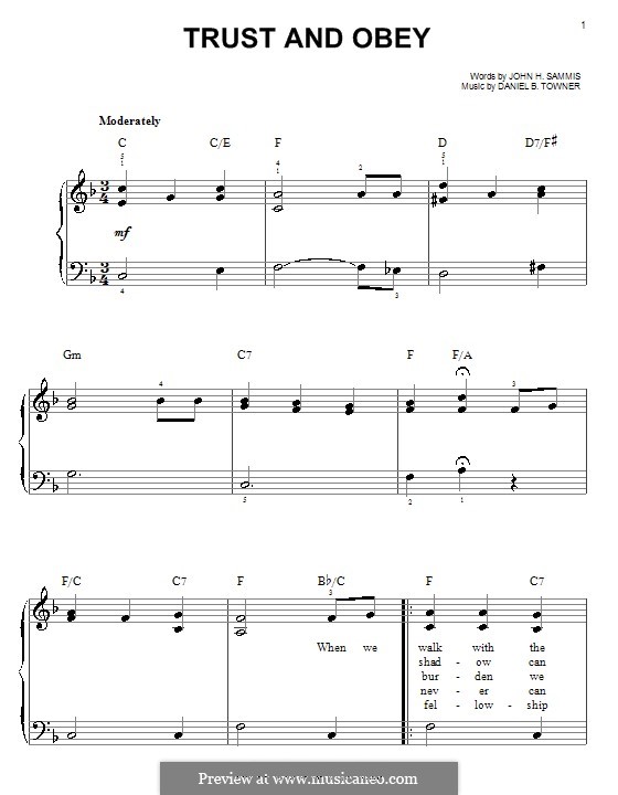 Trust and Obey: For piano by Daniel B. Towner