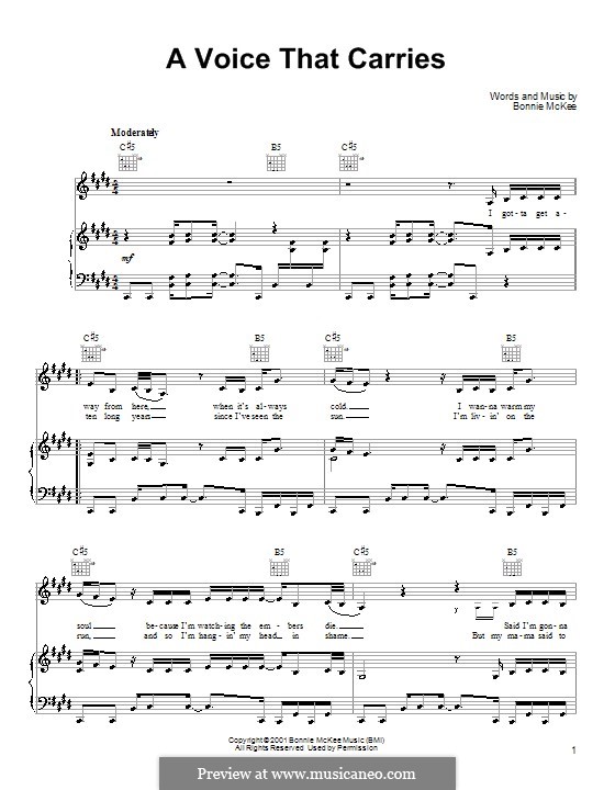 A Voice That Carries: For voice and piano (or guitar) by Bonnie McKee