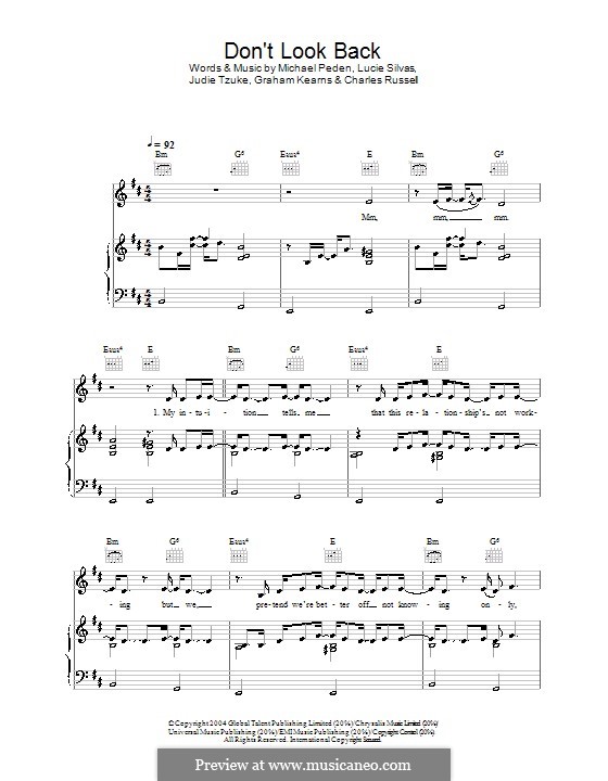 Don't Look Back: For voice and piano (or guitar) by Judie Tzuke, Mike Peden
