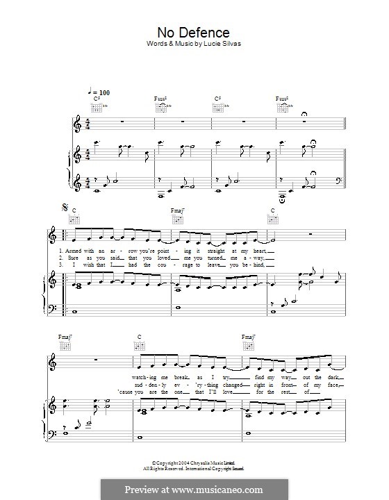 No Defence: For voice and piano (or guitar) by Lucie Silvas