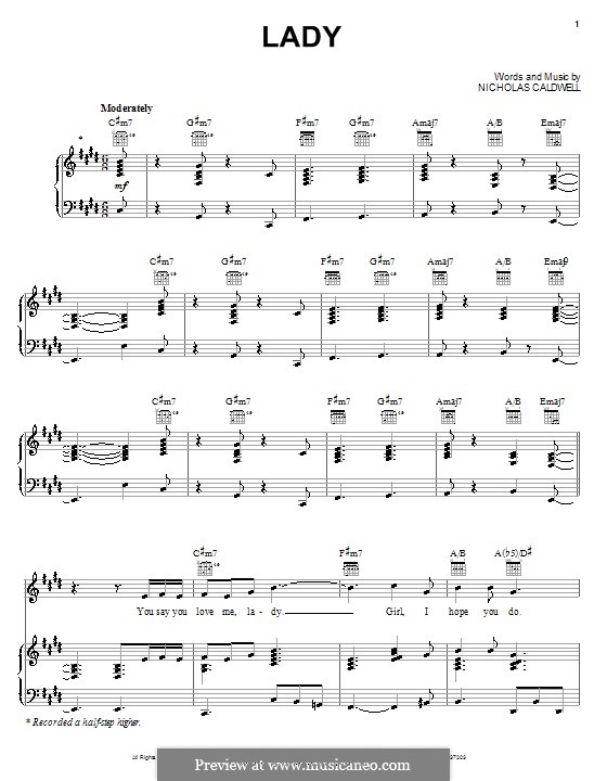 Lady: For voice and piano (or guitar) by Nicholas Caldwell