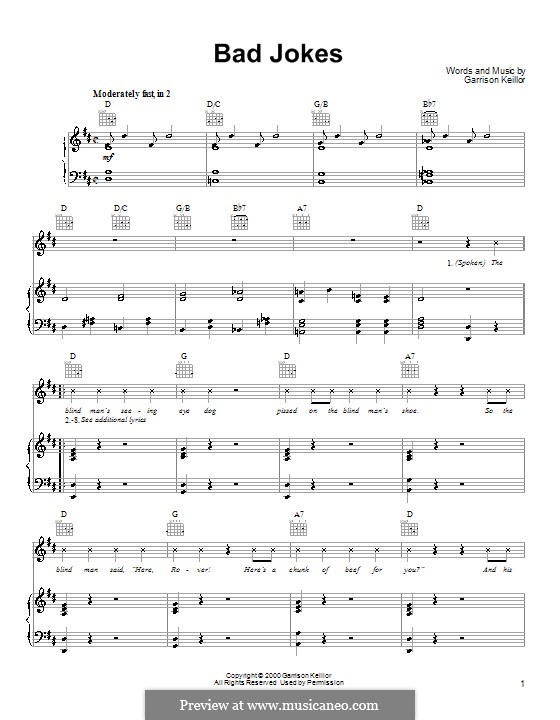 Bad Jokes: For voice and piano (or guitar) by Garrison Keillor