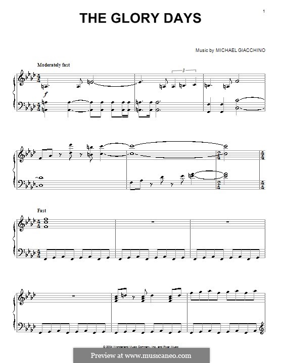 The Glory Days (from The Incredibles): For piano by Michael Giacchino