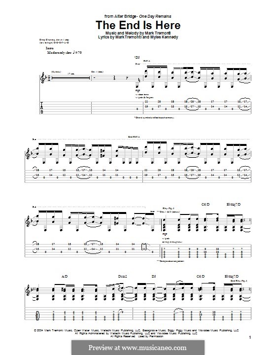 The End Is Here (Alter Bridge): For guitar with tab by Mark Tremonti, Myles Kennedy