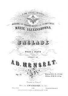 Ballade, Op.31: Ballade by Adolf von Henselt