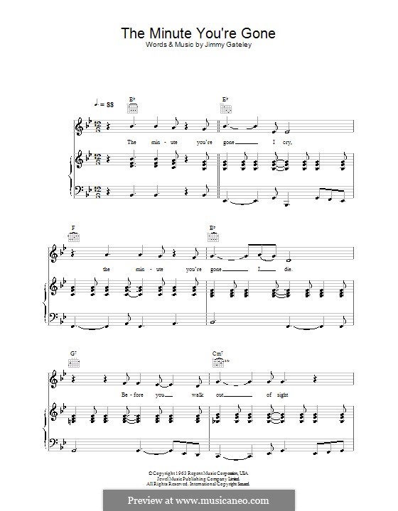 The Minute You're Gone: For voice and piano (or guitar) by Jimmy Gateley