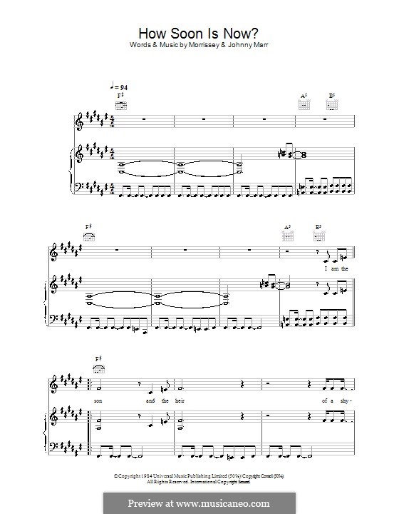 How Soon is Now?: For voice and piano (or guitar) by Morrissey, Johnny Marr
