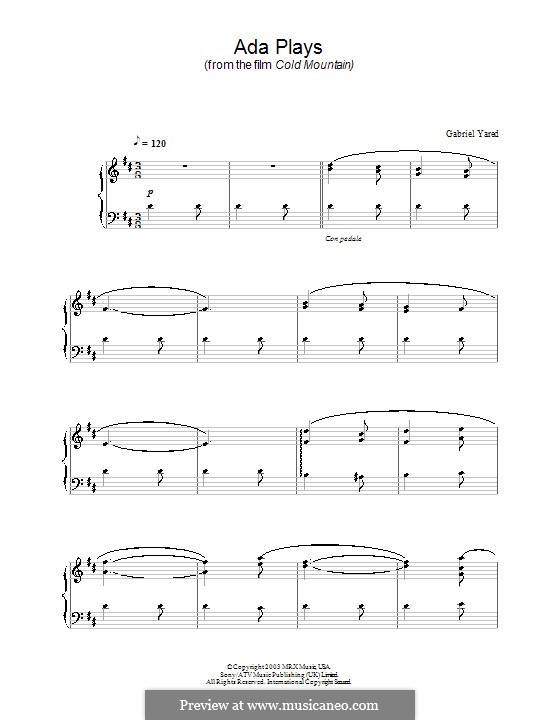 Ada Plays to Inman (from Cold Mountain): For piano by Gabriel Yared