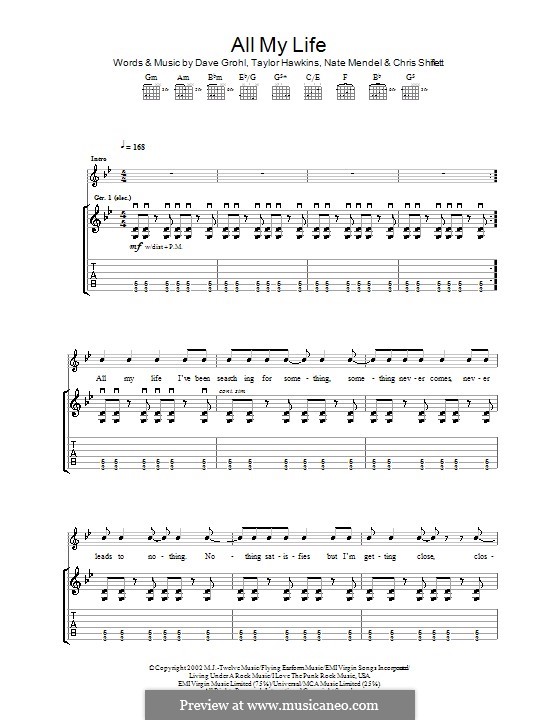 All My Life: For guitar with tab by Christopher Shiflett, David Grohl, Nate Mendel, Taylor Hawkins