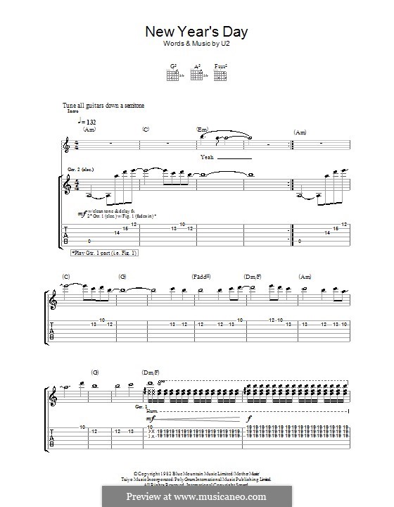 New Year&#039;s Day by U2 - sheet music on MusicaNeo