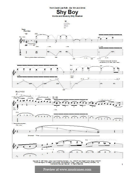 Shy Boy: For guitar with tab by Billy Sheehan