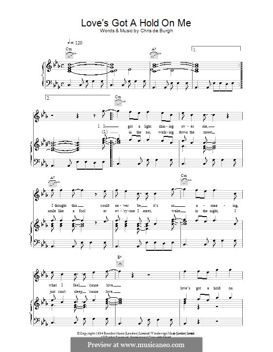 Love's Got a Hold on Me by C. de Burgh sheet music on MusicaNeo