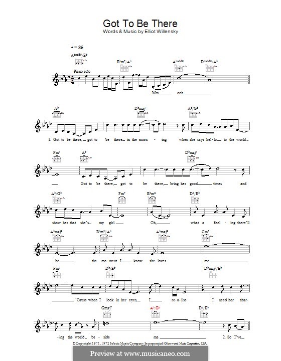 Got To Be There (Michael Jackson): Melody line, lyrics and chords by Elliot Willensky