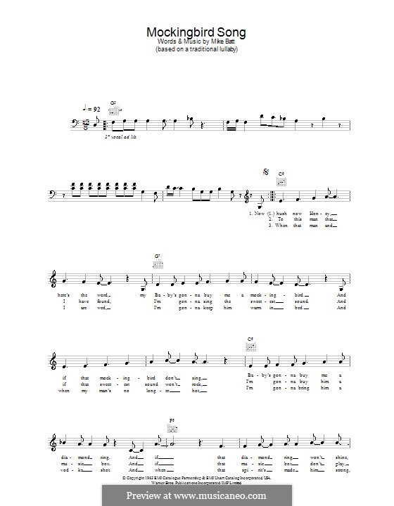 Mockingbird Song (Katie Melua) by M. Batt sheet music on MusicaNeo