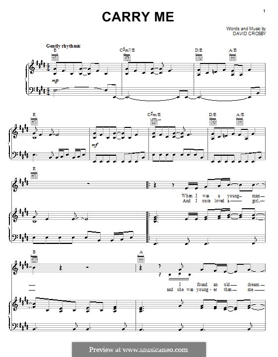 Carry Me (Crosby, Stills & Nash) by D. Crosby sheet music on MusicaNeo