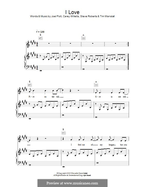 I Love (Athlete): For voice and piano (or guitar) by Carey Willetts, Joel Pott, Steven Roberts, Timothy Wanstall