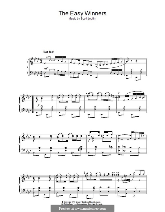 The Easy Winners: For piano by Scott Joplin