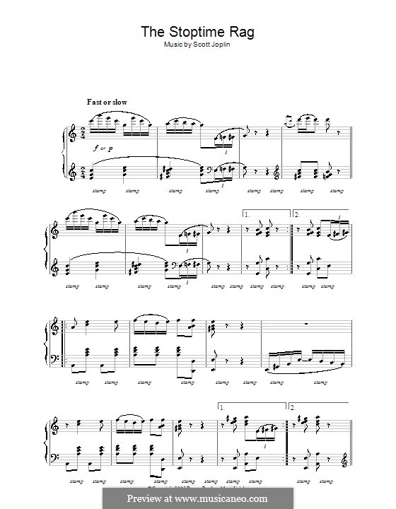 Stoptime Rag: For piano (high quality sheet music) by Scott Joplin