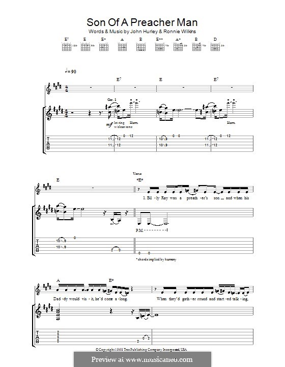 Son of a Preacher Man (Dusty Springfield): For guitar with tab by John Hurley, Ronnie Wilkins