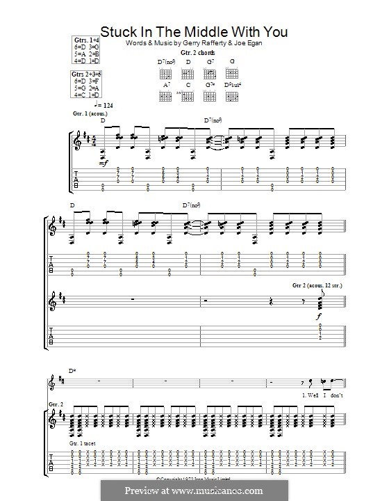 Stuck in the Middle with You (Stealers Wheel): For guitar with tab by Gerry Rafferty, Joe Egan