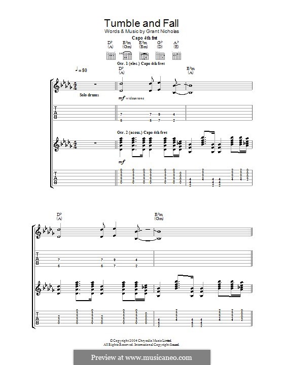 Tumble and Fall (Feeder): For guitar with tab by Grant Nicholas