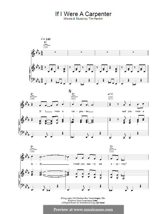 If I Were a Carpenter: For voice and piano (or guitar) by Tim Hardin