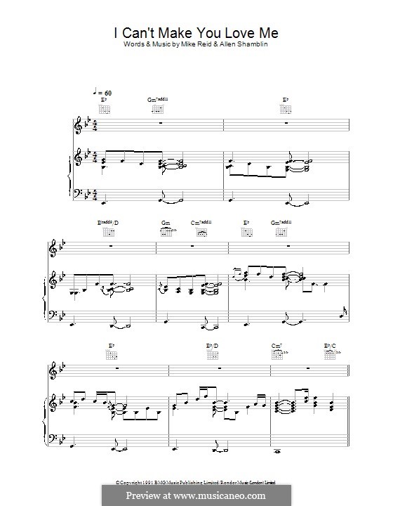 I Can't Make You Love Me (Bonnie Raitt): For voice and piano or guitar (high quality sheet music) by Allen Shamblin, Mike Reid