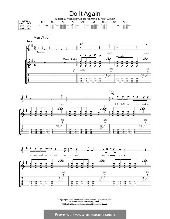 Do It Again (Queens of the Stone Age): For guitar with tab by Joshua Homme, Nick Oliveri