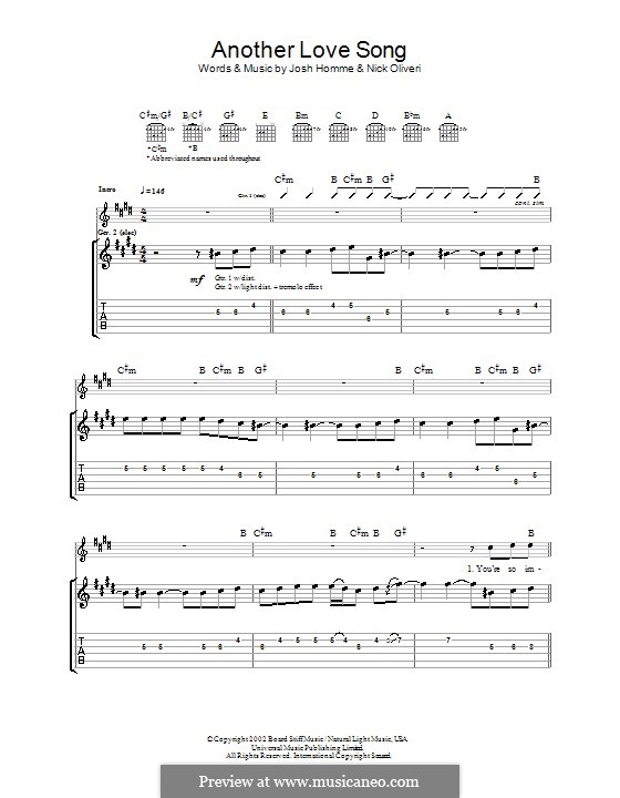 Another Love Song (Queens of the Stone Age): For guitar with tab by Joshua Homme, Nick Oliveri
