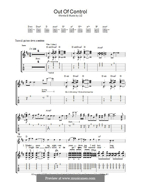 Out of Control: For guitar with tab by U2