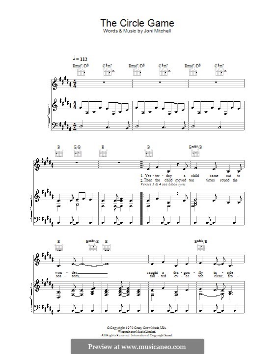 The Circle Game sheet music for guitar (chords) (PDF)