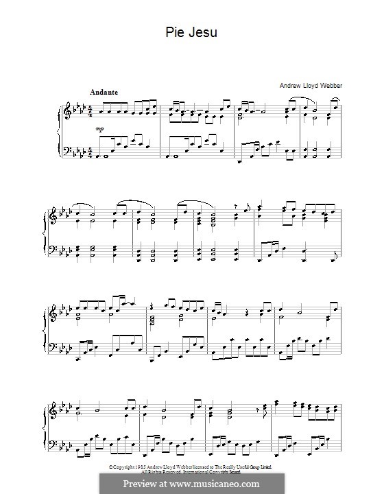 Pie Jesu (from Requiem): For piano by Andrew Lloyd Webber