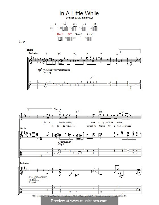 In a Little While (Uncle Kracker): For guitar with tab by U2