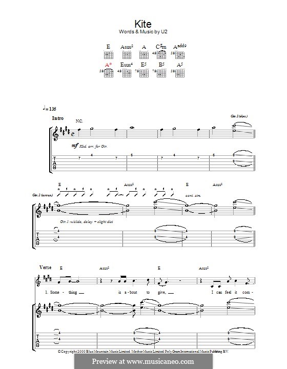 Kite: For guitar with tab by U2