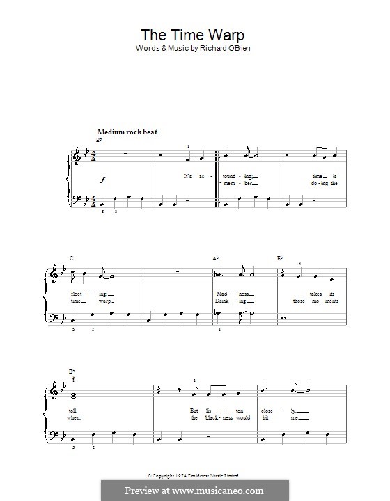 The Time Warp (from The Rocky Horror Picture Show): For easy piano by Richard O'Brien