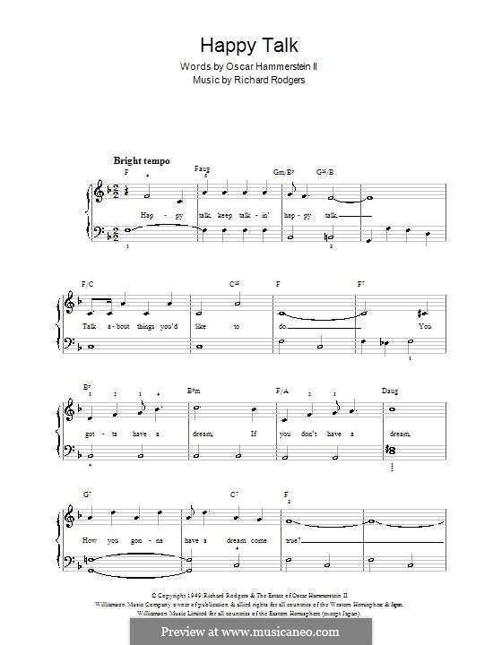 Happy Talk (from South Pacific): For easy piano by Richard Rodgers