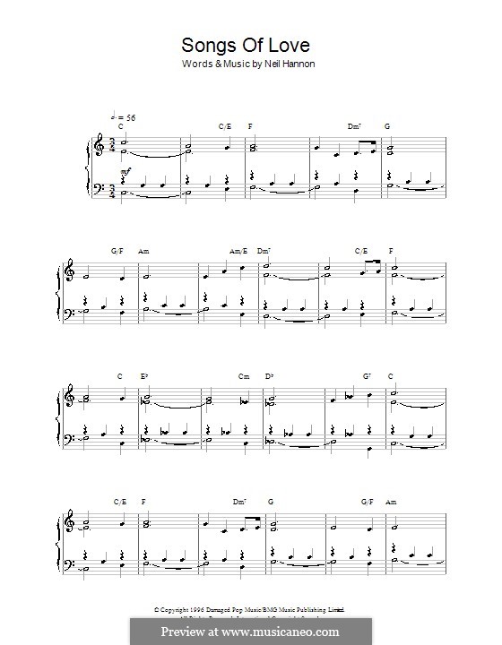 Songs of Love (The Divine Comedy): For piano by Neil Hannon