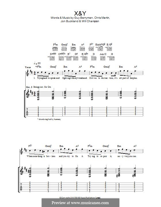 X&Y (Coldplay): For guitar with tab by Chris Martin, Guy Berryman, Jonny Buckland, Will Champion