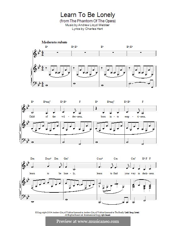 Learn to be Lonely: For voice and piano (or guitar) by Andrew Lloyd Webber