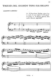 Toccata del Secondo Tono per Organo: Toccata del Secondo Tono per Organo by Giovanni Gabrieli