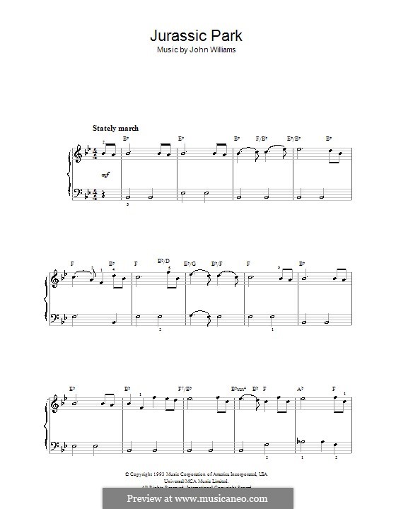 Theme from Jurassic Park: For easy piano by John Williams