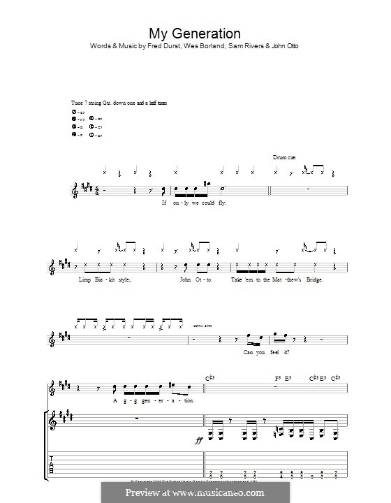 My Generation (Limp Bizkit): For guitar with tab by John Otto, Sam Rivers, Wes Borland