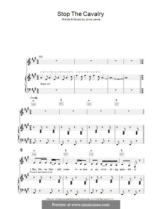 Stop the Cavalry: For voice and piano (or guitar) by Jona Lewie