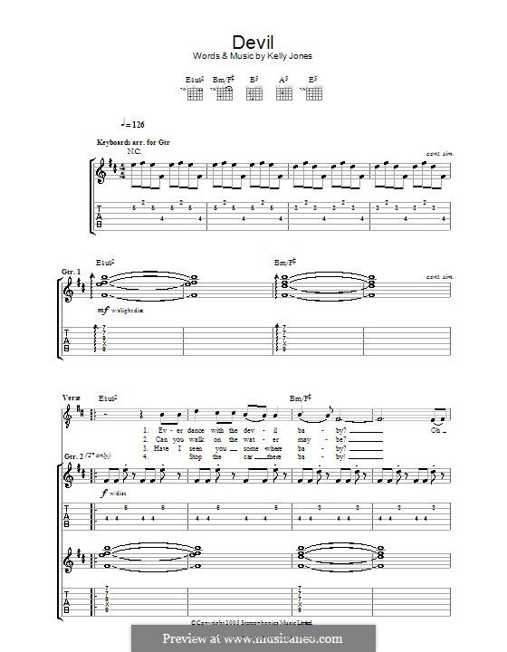 Devil (Stereophonics): For guitar with tab by Kelly Jones