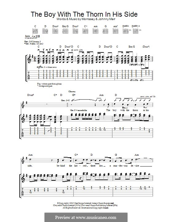 The Boy with the Thorn in His Side: For guitar with tab by Morrissey, Johnny Marr