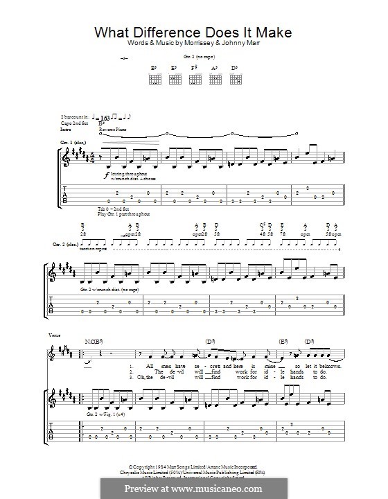 What Difference Does It Make? (The Smiths): For guitar with tab by Morrissey, Johnny Marr