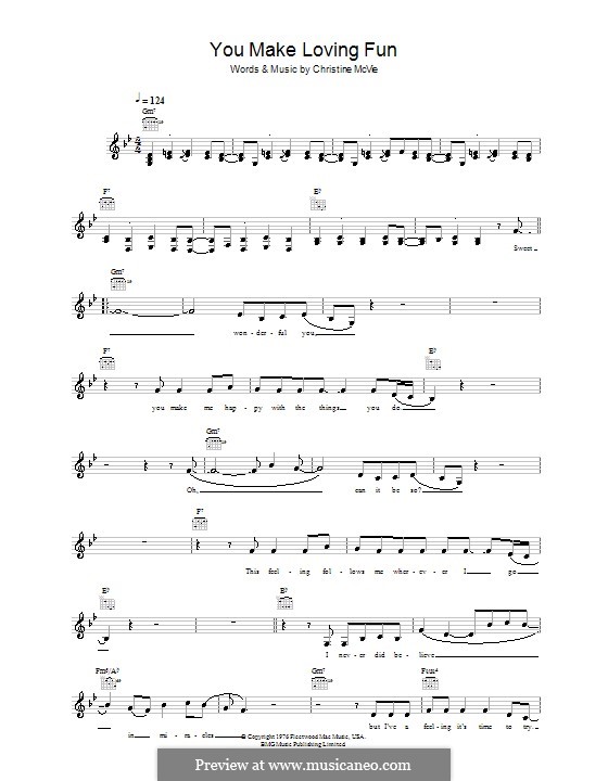 You Make Loving Fun (Fleetwood Mac): Melody line, lyrics and chords by Christine McVie