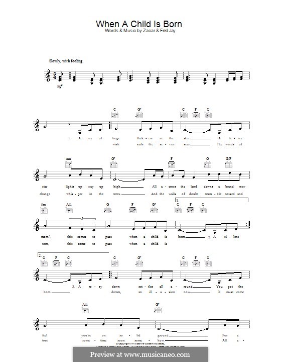 When a Child Is Born by Zacar, F. Jay sheet music on MusicaNeo