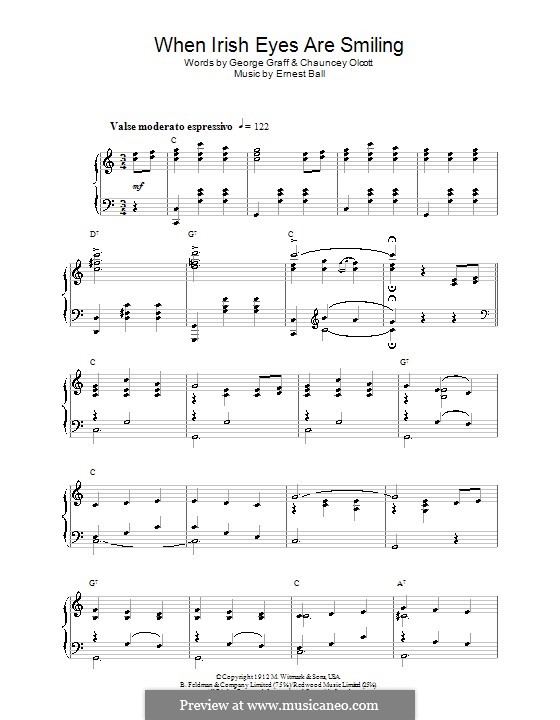 When Irish Eyes Are Smiling by E.R. Ball sheet music on MusicaNeo